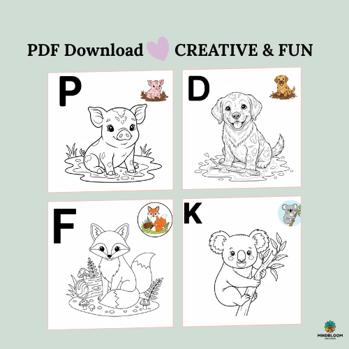 Alphabet Animal coloring book (DIGITAL DOWNLOAD)